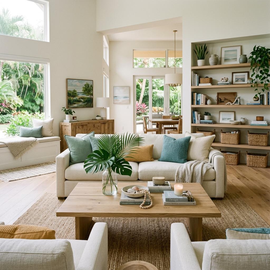Concept image of a modern, refreshed living room with thoughtful furniture placement